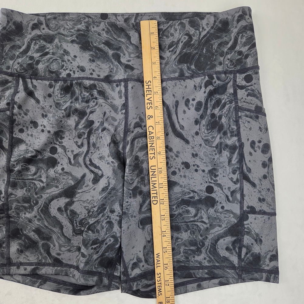Ideology Bike Shorts Women XL Gray Excellent Marble Print High Rise Pockets - Picture 2 of 5